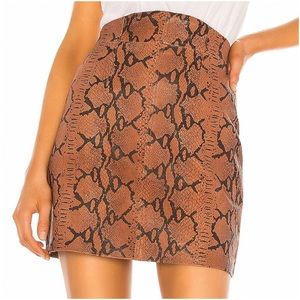 CAMILA COELHO leather Luana Snakeskin Embossed Skirt